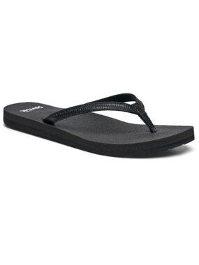 Sanuk Women's Yoga Joy II Flip Flop - Black Woven